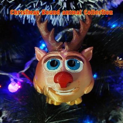 animals collection deer toy christmas year tree ornament animal kids cute adorable holliday raindeer rudolph santa 3d print model - Mito3D