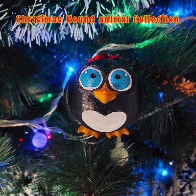 animals collection penguin toy christmas year tree ornament animal kids cute adorable holliday santa 3d print model - Mito3D