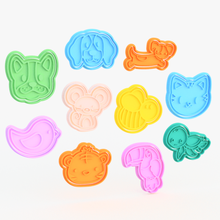 animals cookie cutter set 10 3 home moose mouse wolf poodle fox panda llama dove bear sheep pig horse dog cow chicken zebra tiger pandas monkey lion koala kangaroo giraffe flamingo elephant stamp cookies cook cithen cutters 3d print model - Mito3D