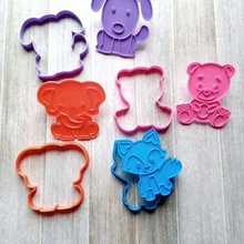 animales equipo x4 Galleta cortadores perro oso elefante zorro paquete corte moldes galletas sello 3d print model - Mito3D