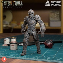 animated armour pose 001 - pre-supported game dnd miniature minis dungeons dragons 32mm tytantroll miniatures patreon knight man 3d print model - Mito3D