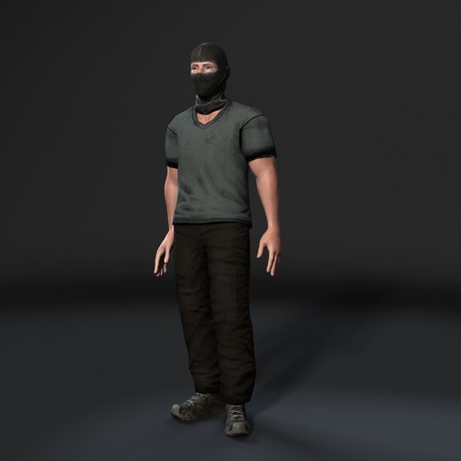 animada gangue de homem-manipuladas-jogo 3d caráter low-poly modelo jogo realista render photoreal o personagem irreal esqueleto fraudada homem cara muscular gang força fitness ladrão criminal rua bandido esporte 3D print model - Mito3D