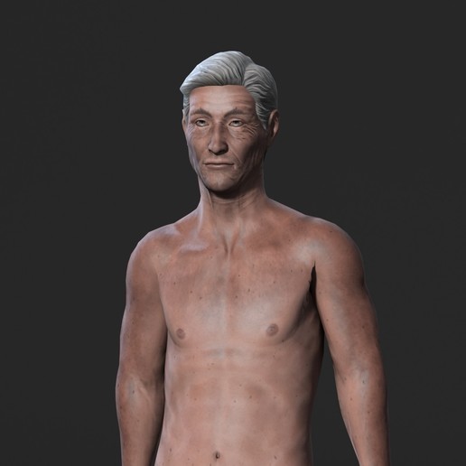 animated naked old man-rigged 3d game character low-poly realistic render model photoreal unreal skeleton rigged man guy fitness male ugly age person 3D print model - Mito3D