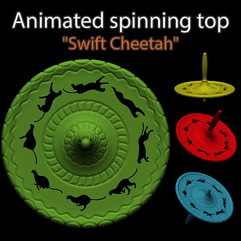 animated spinning wolf rushing cheetah spinner swift toy animation 3D print model - Mito3D