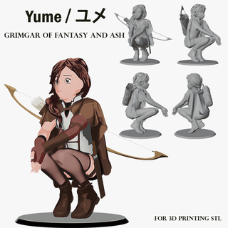 Anime Charakter Bogenschütze stl Mädchen Zahl yume Statue Grimgar 3d print model - Mito3D