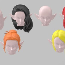 anime duende cabezas juego cabeza cabello 32mm 3d print model - Mito3D