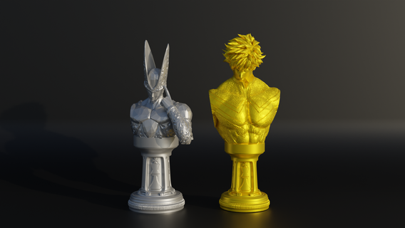 anime figure chess set - popular 12 different character 3d print model pieces chessboard game bust dragon ballz hero academia stl full games toys anim 3d print model - Mito3D
