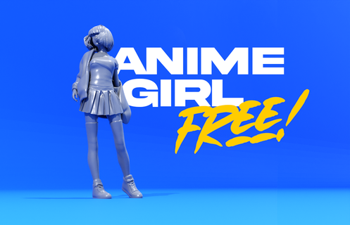 anime niña Arte estatua escultura figura personas mujer miniaturas gratis humano figuritas hembra esculturas cuerpo personaje Japón 3d print model - Mito3D
