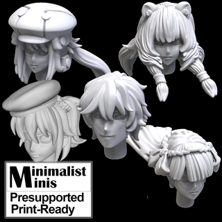 anime cabezas miniatura juego guerra paquete 4 Japón infinito maquina conquista asoiaf minimalista minis camelot 3d print model - Mito3D