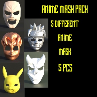 anime mask pack 5 pcs character 3d print model cosplay costume 3d print model - Mito3D