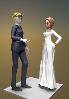 Anime frisch verheiratet Paar Freund Ehe Hochzeit Kuchen Braut Fetisch 3d print model - Mito3D