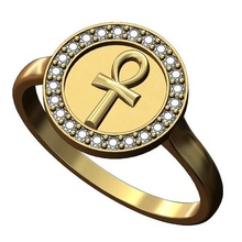ankh chave vida diamante anel 3d impressão modelo joalheria imprimível ouro prata jóias moda acessórios réplica luxo platina símbolo Cruz eterno egípcio 3d print model - Mito3D