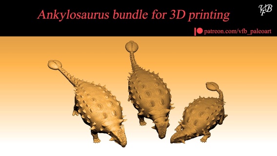 ankylosaure paquet 3d impression art paléoart dinosaures mammifères animaux nature 3d print model - Mito3D