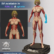 Annie Titan weiblich Shingueki Kiojin Kunst 3d Drucken Skulptur Anatomie Modellieren Anime eren jaeger Spielzeug leonhart Attacke Shingeki Kyojin 3d print model - Mito3D