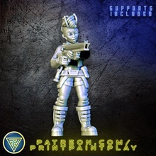 Antennen Außerirdischer Soldat weiblich Rollenspiel sci fi Charakter Miniatur Tischplatte 32mm Sternsucher Gewehr Lashunta 3d print model - Mito3D