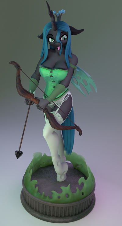 anthro regina crisalide sfw arte mlp pony peloso arco alimentazioni calze autoreggenti lacci figurina statuetta 3d print model - Mito3D