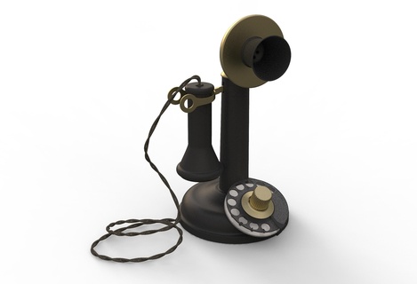 antique ancien table téléphone Téléphone classique chandelier chandeliertéléphone analogique numérotation défilement juhannpeoduc 3d print model - Mito3D