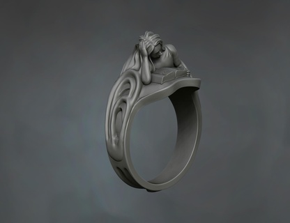 antique art nouveau bague anneaux classic jewelry bijoux woman ring sculpted zbrush 3d print model - Mito3D