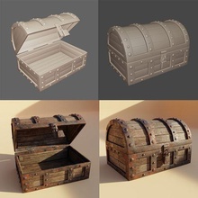 antiguo cofre abierto cerrado maletero caja caso funda tesoro 3d print model - Mito3D