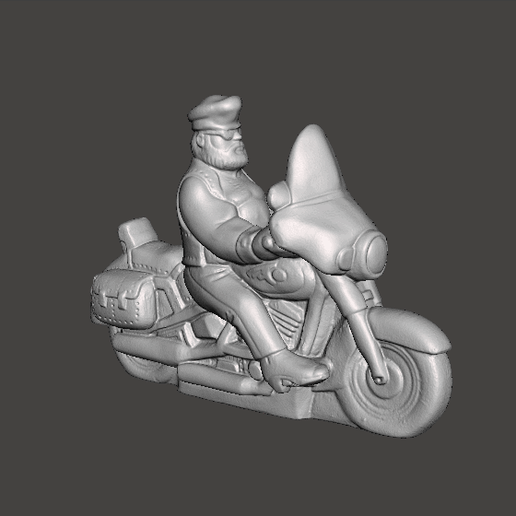 antique figure biker riding motorbike art mounting 3D print model - Mito3D