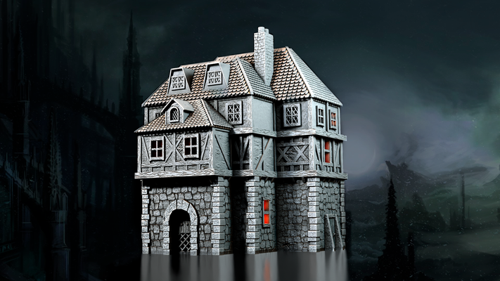antico case infestato casa 3 gioco magia medievale treno torre serra tavolo d miniature guerra anime portachiavi 40 martello parete diorama 3d print model - Mito3D