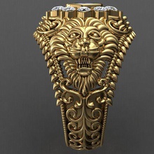 antique lion ring jewelry zbrush cnc tiger animal printable 3dprint jewel jewell jewellery jungle rhino gold silver platinum nature rings 3d print model - Mito3D