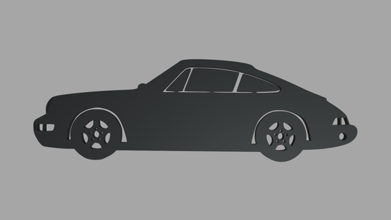 antico porsche 911 silhouette chiave squillare portachiavi logo macchina giocattoli Basso poli miniatura medaglia turbo sollievo 3d print model - Mito3D