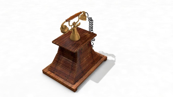 antique telephone - old phone low poly 3d model vintage retro room technology interior props 3d print model - Mito3D