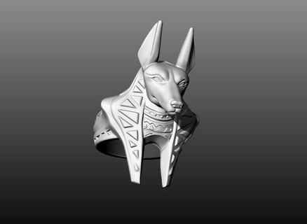 anubis visage or bague 3d bijoux Egypte imprimable chacal animal anneaux bijou argent animaux 3d print model - Mito3D