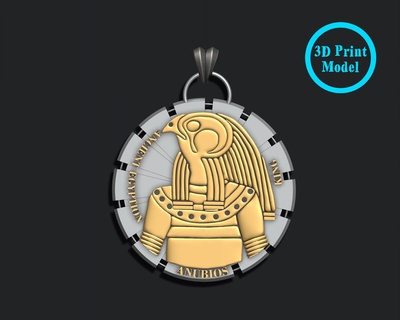 Anubis König Anhänger Ägypten pharaonisch Schmuck Silber Intarsie 3dsmax Juwel druckbar Halsketten Gießen uralt Inschriften 3d print model - Mito3D