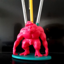ape penholder art pen holder funny pencil container 3d print model - Mito3D