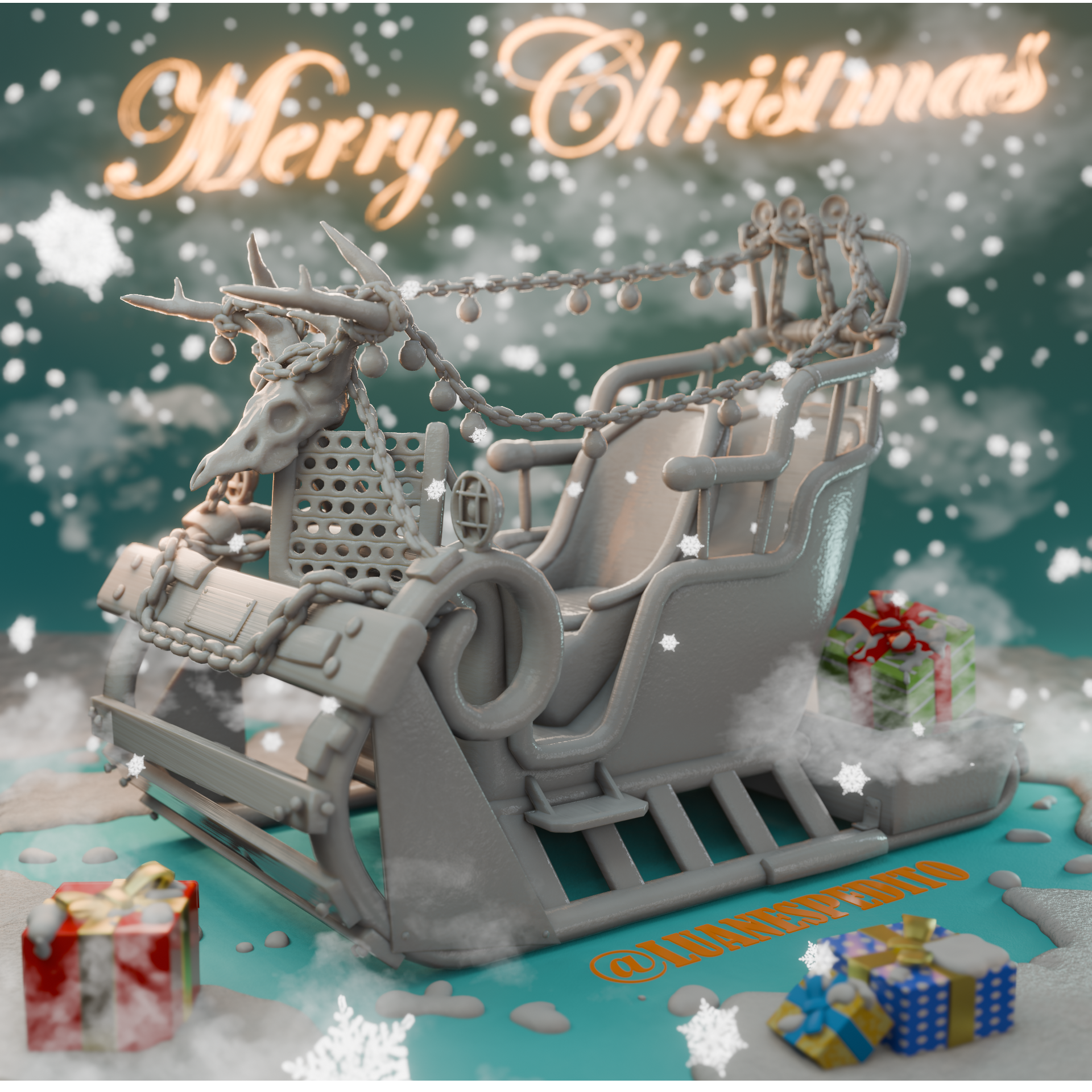 apohohohocalyptic's santa's delivery Art sleigh santa claus christmas #christmasxcults 3D print model - Mito3D