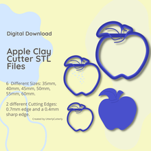 apple clay cutter - flower stl digital file download- 6 sizes 2 versions 3d print model - Mito3D