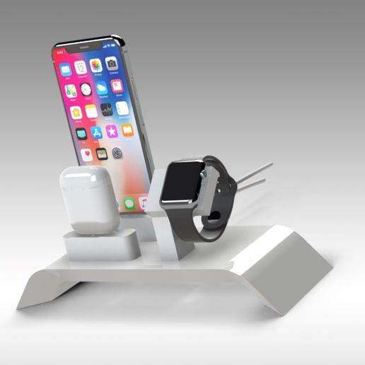 apple device charging station iphone watch airpods pods itunes mini homepod stand charge 3D print model - Mito3D