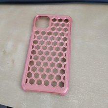 apple iphone 11 pro max case - honeycombe effect gadget bumper pink filament pla 3d printed phone 3d print model - Mito3D