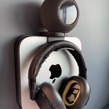 apple mac mini m1 2020 wall mount + homepod & headphones 3d print model - Mito3D