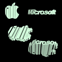 Pomme Microsoft retourner texte porte clés 3d print model - Mito3D