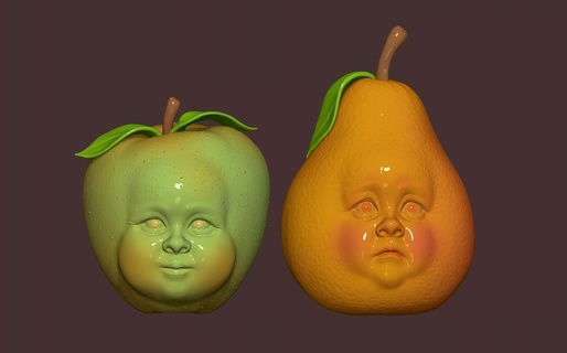 maçã pera vela decoração frutas legumes bagas Individual emoção engraçado criança jantar cozinha stl 3d impressão 3d print model - Mito3D