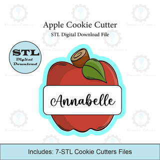 apple text box cookie cutter stl file cutters teacher school test 3d print model - Mito3D