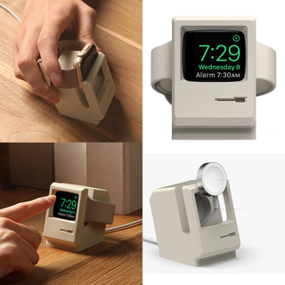 apple watch charger holder iwatch charging stand dock retro computer style nightstand keeper bracket base 3d print model - Mito3D
