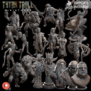 april bundle - pre-supported animated armour dnd miniature minis dungeons dragons 32mm tytantroll miniatures patreon minotaur zombie wolfman esmerelda 3d print model - Mito3D