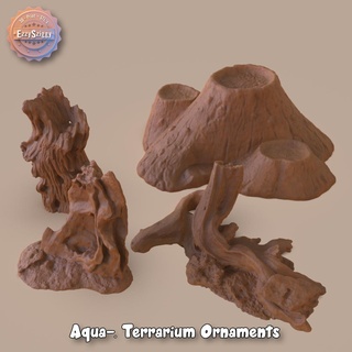 aqua terrario ornamenti vari acquario legna legni calcolo roccia decorazione ornamento diorama 3d print model - Mito3D