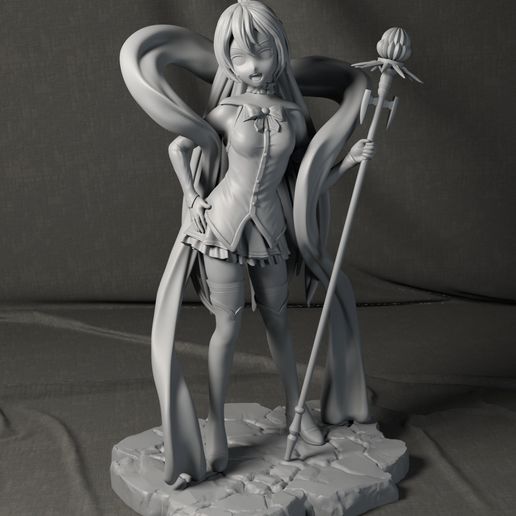 aqua goddess konosuba girl sexy hot megumin darkness baka anime collectible figurine lady woman nude naked school dress wand magic magician witch skirt leggings beautiful model 3D print model - Mito3D