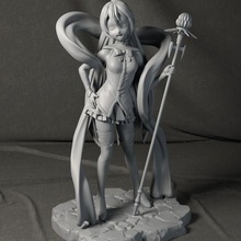 aqua Göttin konosuba Mädchen sexy heiß Megumin Dunkelheit Baka Anime Sammlerstück Figur Dame Frau nackt Schule Kleid Zauberstab Magie 3d print model - Mito3D