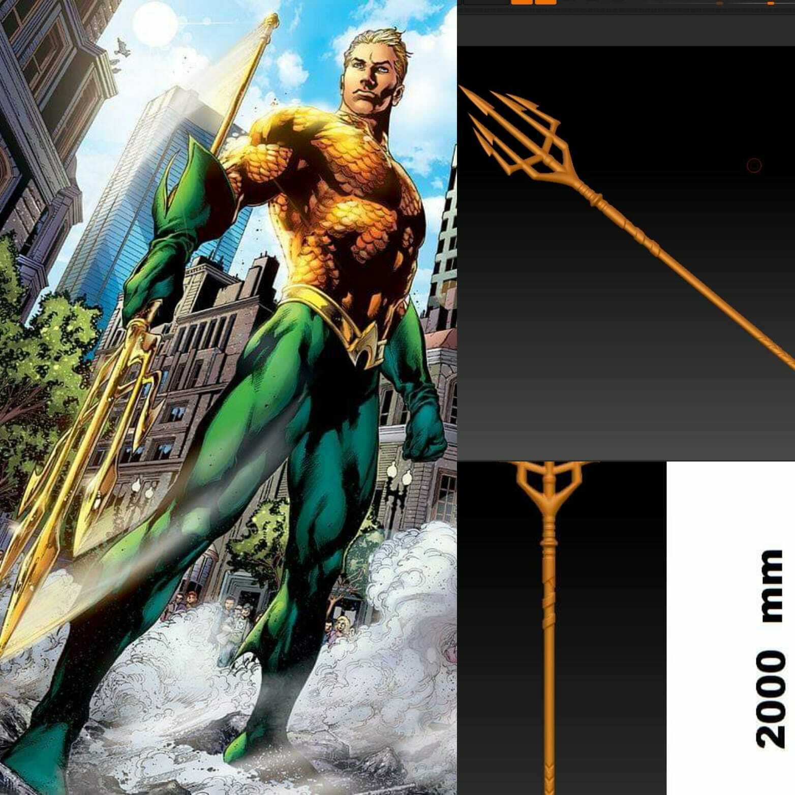 Aquaman Atlantis dorado tridente espada cosplay 3D print model - Mito3D
