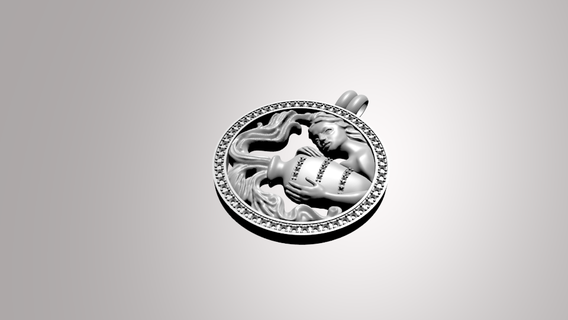 Verseau bijoux médaillon ornement 3d print model - Mito3D