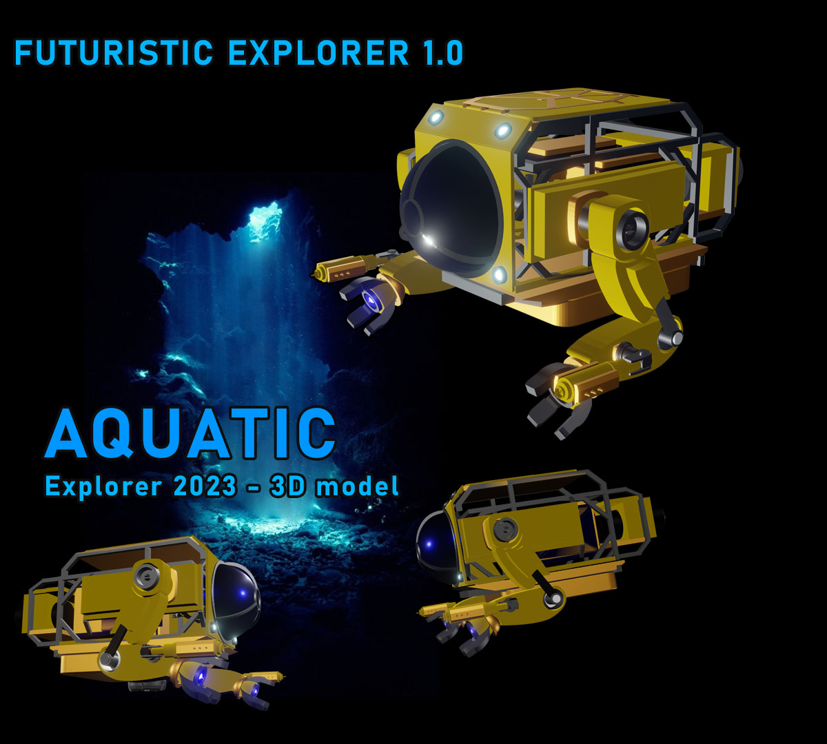 suda yaşayan kaşif 3d model Uçan göz denizaltı yapay su robotik silâh 3D print model - Mito3D