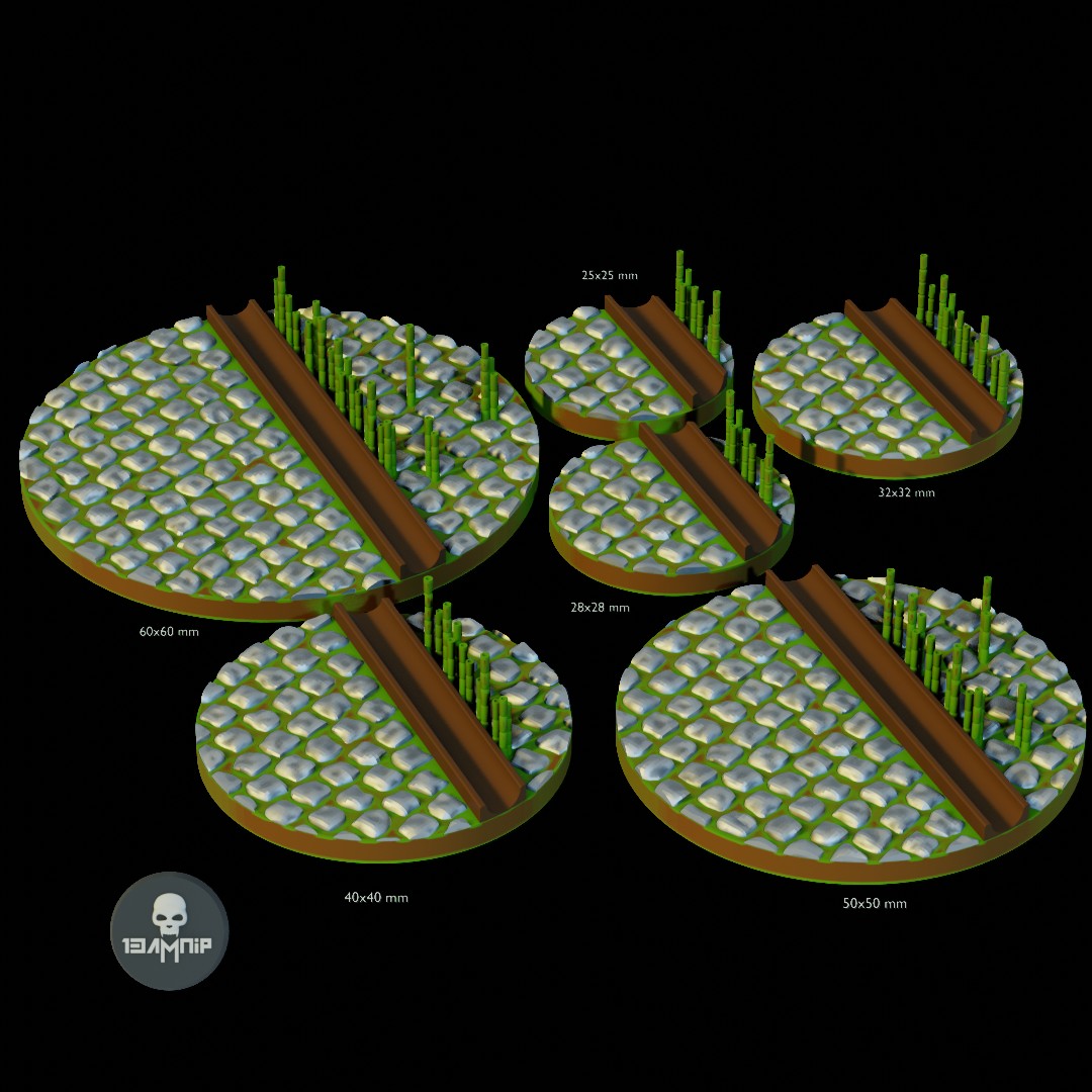aqueduc pierres bambous base ensemble table 25mm 28mm 32mm 40mm 50mm 60mm planche Jeu fantaisie sci Jeux wargaming jouet 3D print model - Mito3D