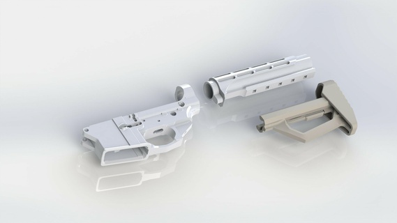ar 15 yıkıcı çözümler ar15 aşağı alıcı defcad tüfek 3d print model - Mito3D