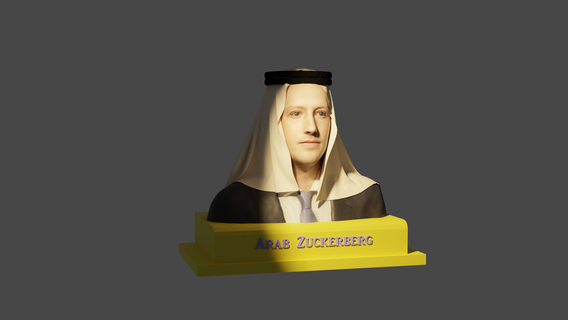 arabo marchio zuckerberg marck motivo sceicco arte realistico umano testa viso giocattolo 3d print model - Mito3D